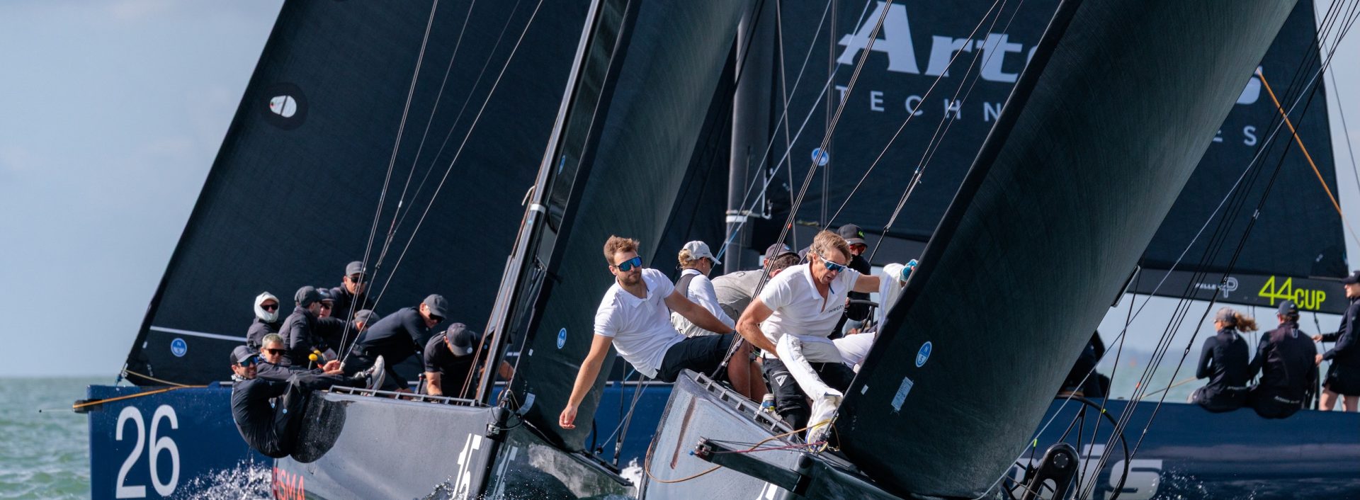One point separates top three after opening day of the 44Cup Worlds in Cowes