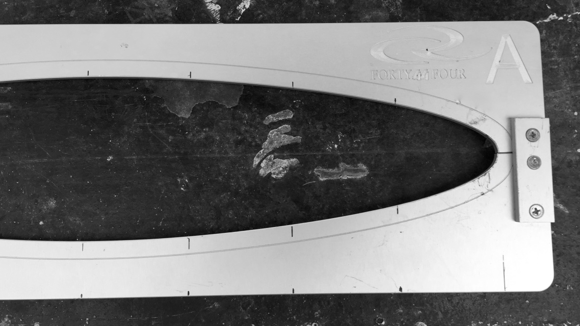 Fin profile uses to measure the keel of an RC44.